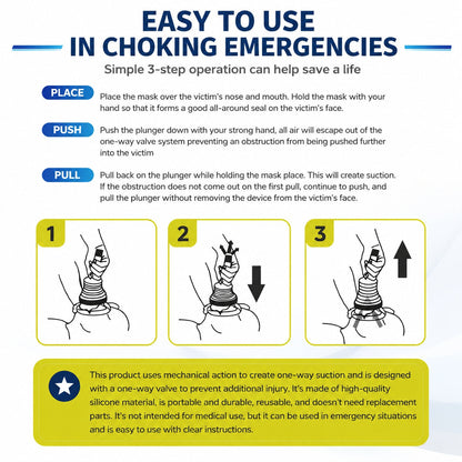 Manual choking emergency device, easy-use airway clearance suction tool for self-rescue first aid at home