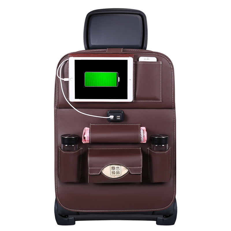 Charging car storage bag seat hanging bag with charging cable holder and vehicle seat organizer compartments