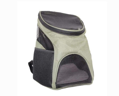 Breathable pet travel backpack carrier with padded straps and mesh ventilation panels