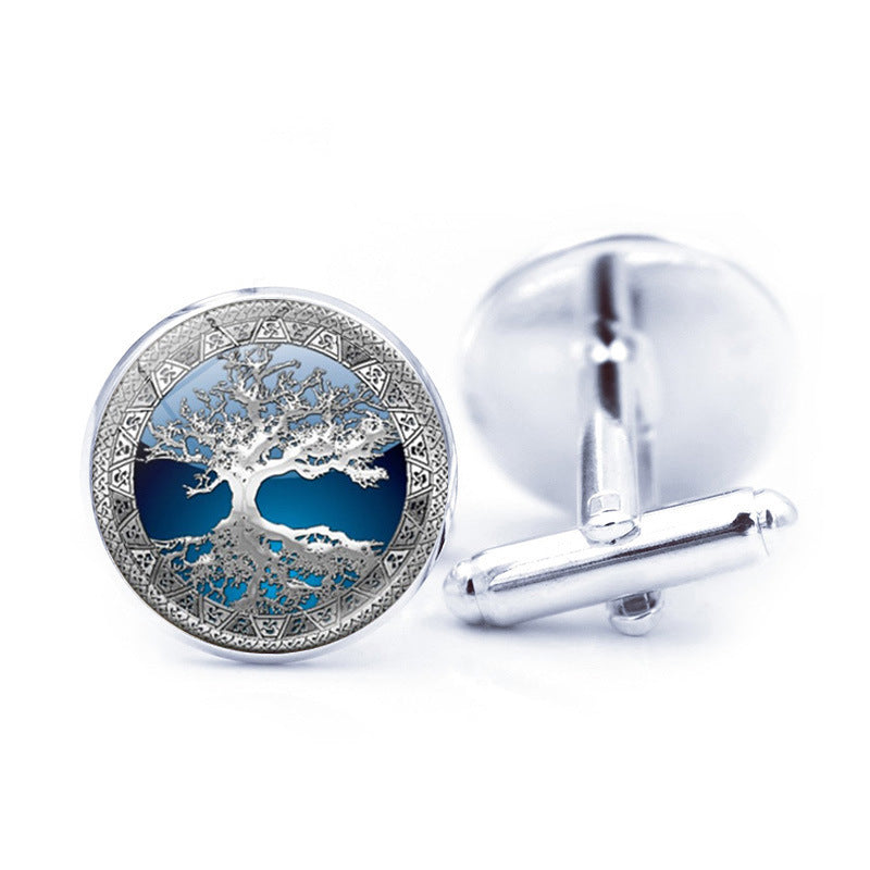 Time Stone Simple Tree of Life cufflinks with detailed tree design and polished finish