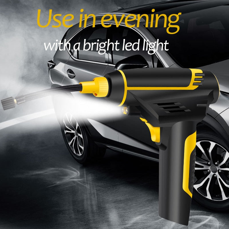 Portable handheld digital LED smart car air compressor with automatic inflation and pressure display