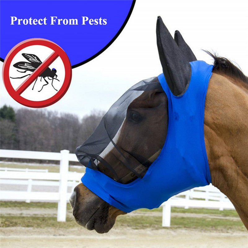 Mosquito-proof horse mask for summer, lightweight mesh fly mask with ear protection