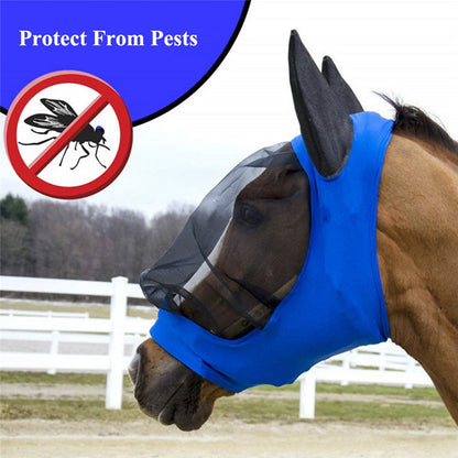 Mosquito-proof horse mask for summer, lightweight mesh fly mask with ear protection