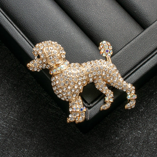 Golden Cute Diamond-studded Puppy Brooch Classic And Fashionable
