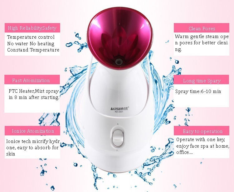 My Store humidifying steaming machine with visible steam output and compact design