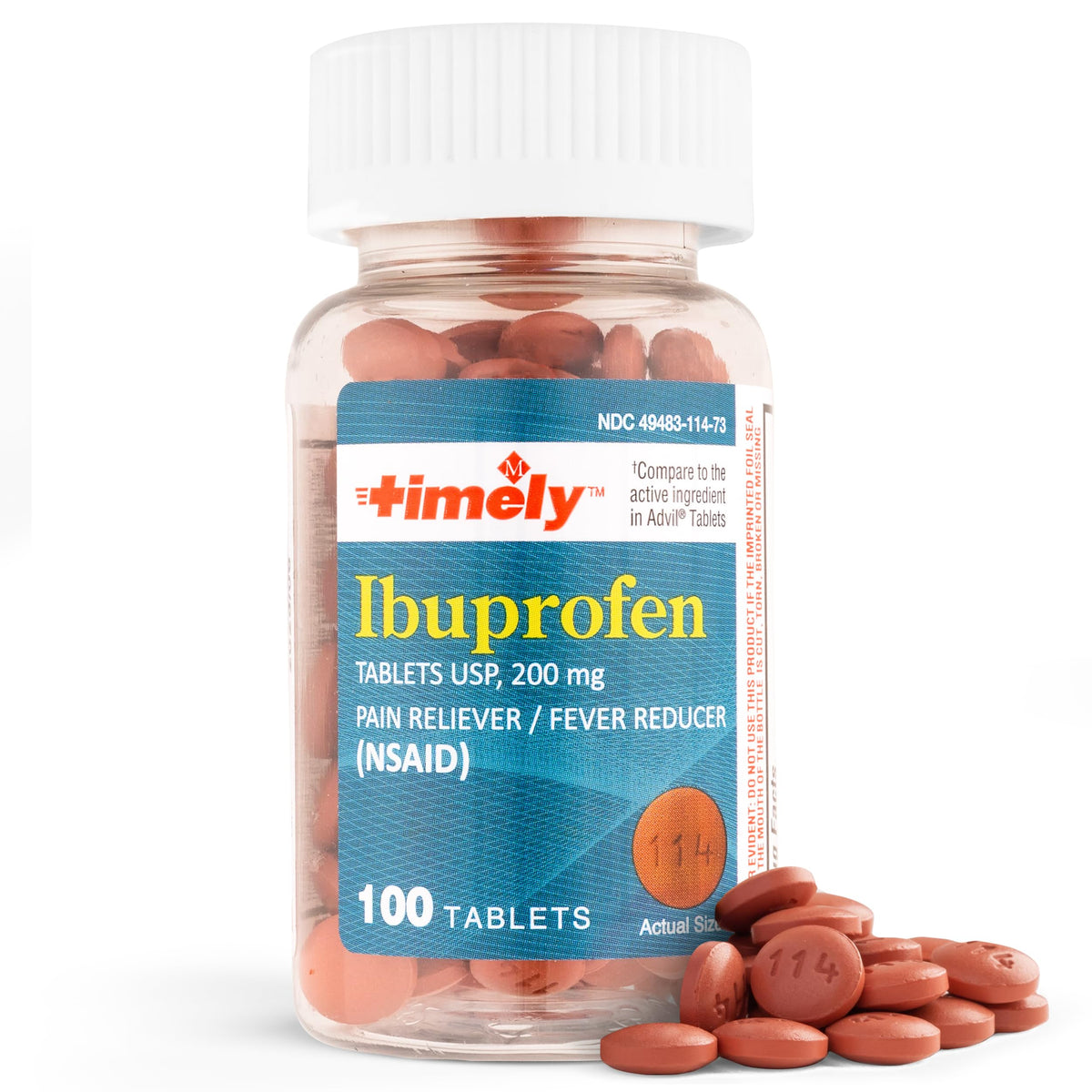 Ibupro-Relief 200mg pain and fever tablets by BACKUPMYFILESNOW®, showing a blister pack of 100 tablets.
