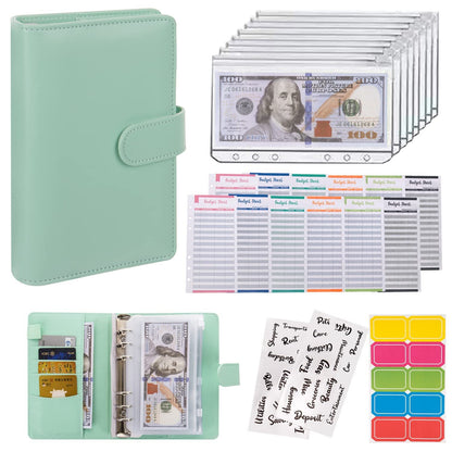 Macaron loose-leaf leather notebook with zipper wallet and bill storage bag in compact book-style design