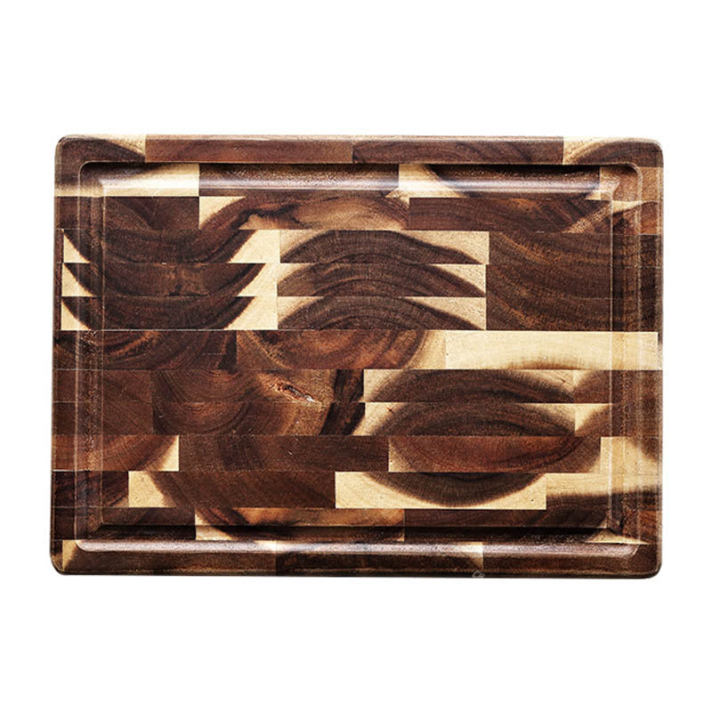 Parquet solid wood cutting board for kitchen household use, natural wood grain design