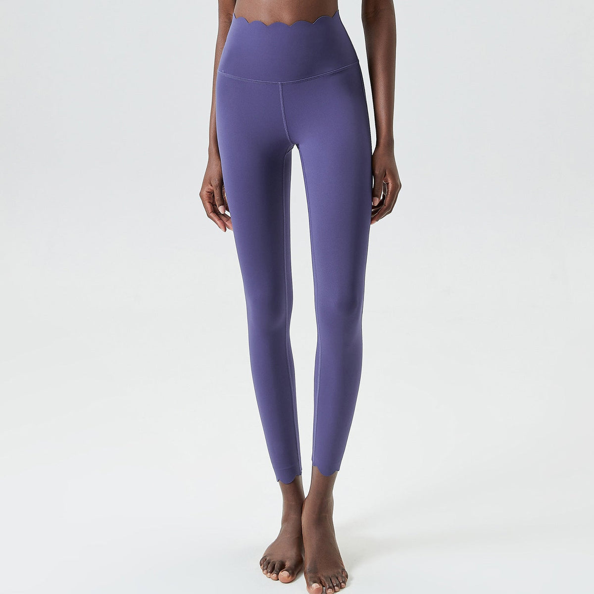 Plus size women's small wave yoga pants in black Lycra milk leather, tight trousers with textured wave design