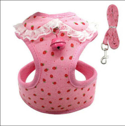 Cute breathable tank top style dog chest strap harness in soft pet fabric
