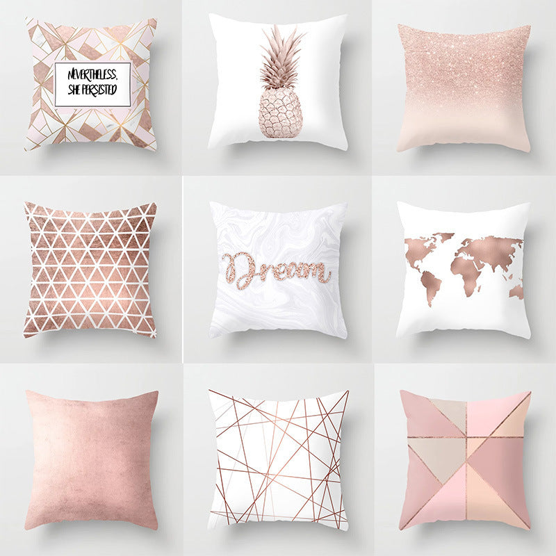 Pink sofa cushion pillowcase, soft decorative cover for couch cushion