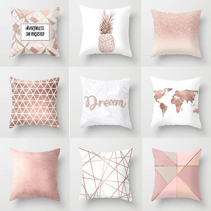 Pink sofa cushion pillowcase, soft decorative cover for couch cushion
