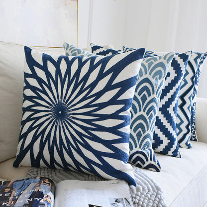 Classical embroidered home pillow cover without core, detailed decorative stitching in a timeless design