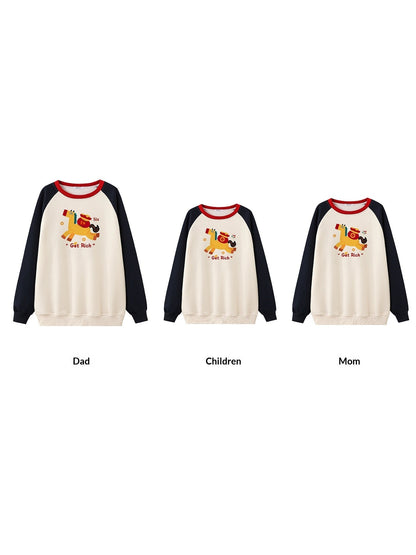 Parent-child matching sweatshirts, soft breathable family outfits for spring and autumn, non-pilling fabric