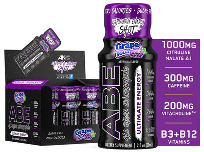 Black Boost Energy Shots 12-pack by BACKUPMYFILESNOW® featuring grape flavor, zero sugar, and 300mg caffeine per shot.