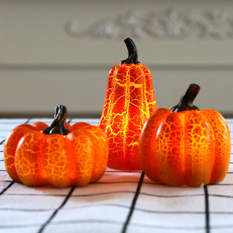 Halloween pumpkin lantern simulation LED candle lamp, resin luminous pumpkin decoration