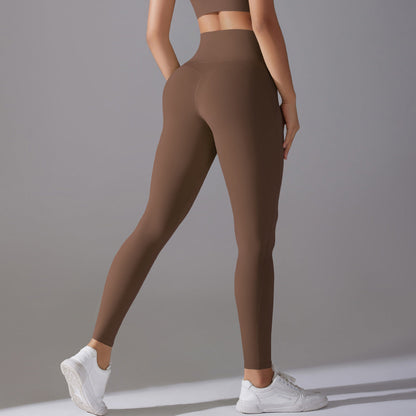 High waist hip lift nude feel yoga pants for women, smooth fitted hot pants design