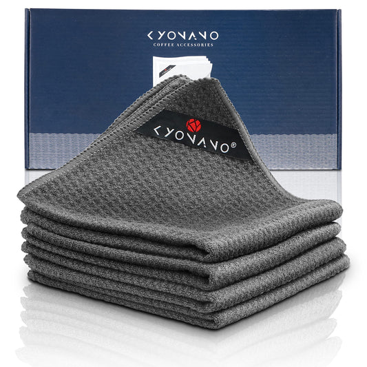 KYONANO Espresso Accessories - Barista Micro Cleaning Towels 4 Pack - Make The Perfect Coffee or Espresso - Coffee Accessories for Barista to Clean Steam Wand Coffee or Espresso Machine(12x12)