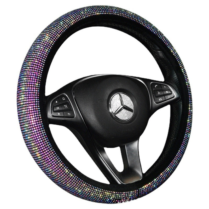 Diamond-studded summer steering wheel cover without inner ring, full fit design