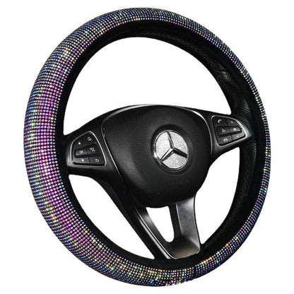 Diamond-studded summer steering wheel cover without inner ring, full fit design