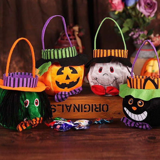 Cute Halloween pumpkin pattern candy bag, portable handbag cosplay prop and gift basket for kids