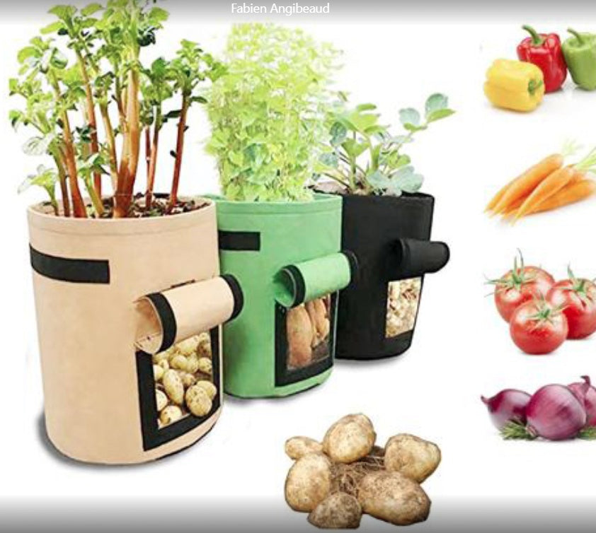 Breathable potato and tomato vegetable plant growth bag with durable handles for gardening and container planting