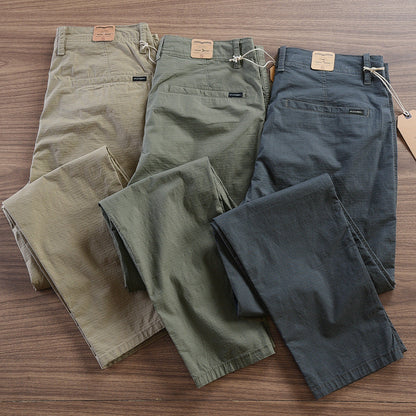 Men's summer thin breathable pencil long pants in a slim tapered design