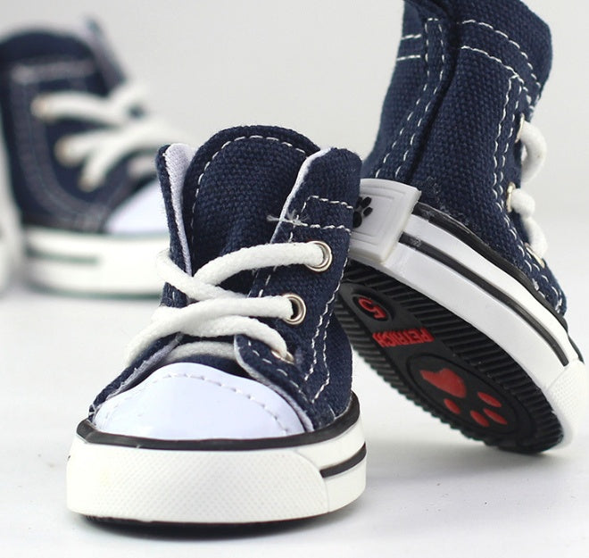 Pet cowboy canvas shoes for dogs, close-up view in Western-style design