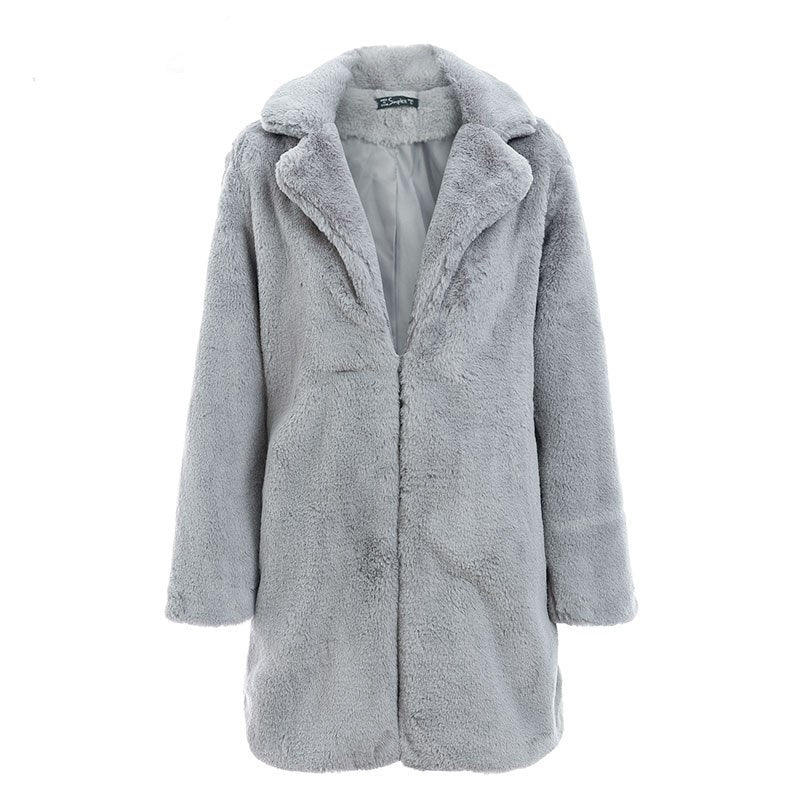 Women's faux fur coat streetwear in a stylish design, front view