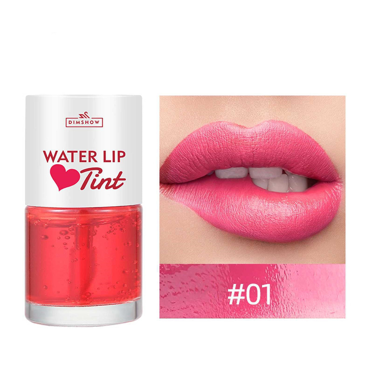 Women's non-fading lip stain tube and applicator in a compact cosmetic package