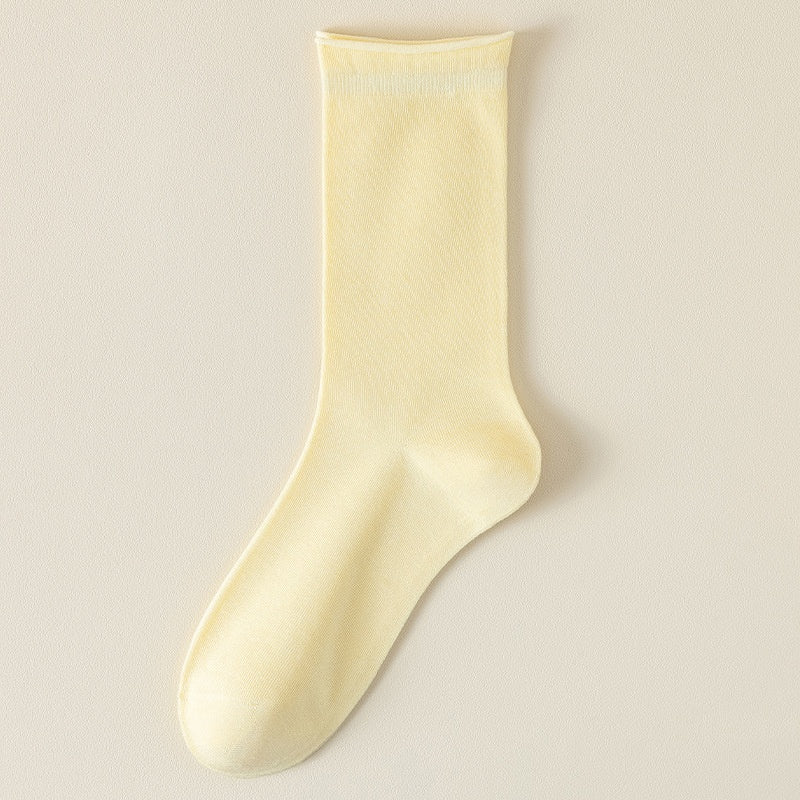 Women's silk mid-calf socks for spring and summer, lightweight and comfortable design