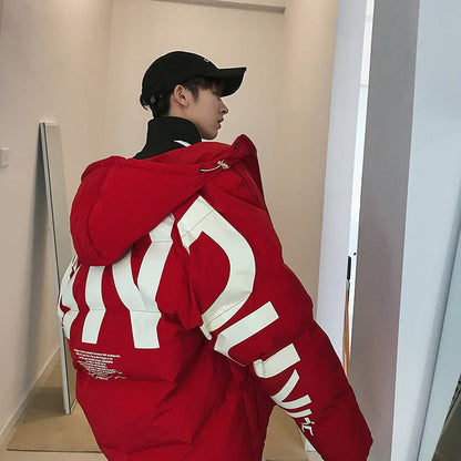 Men's winter warm clothing in a cozy cold-weather style, front view