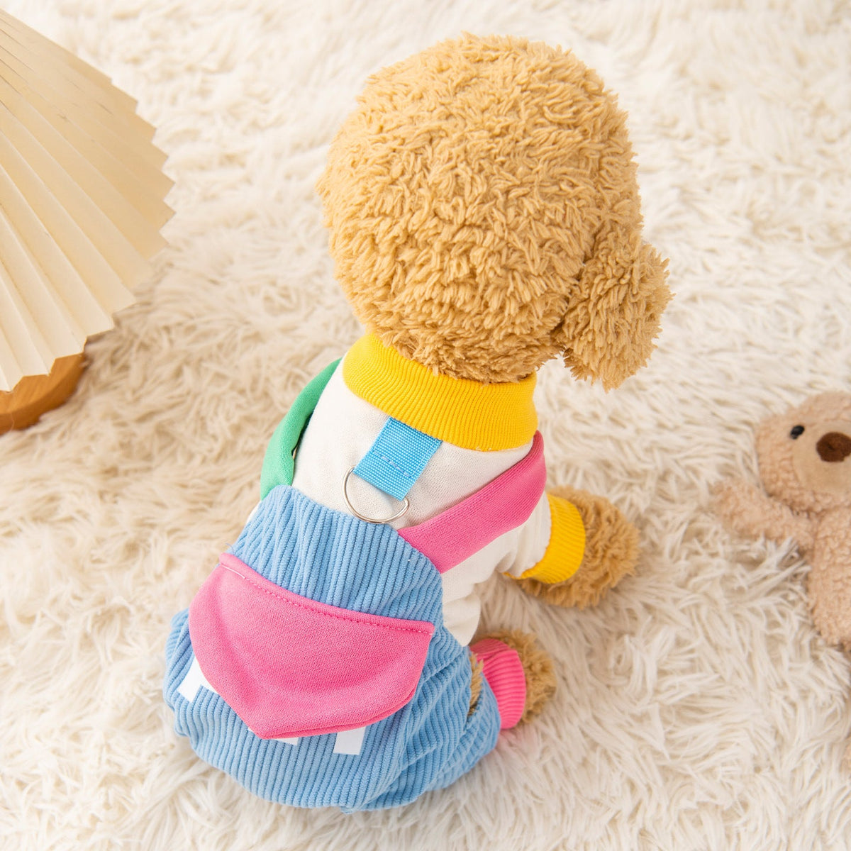 Dog polyester fall and winter clothing for pets, warm fabric outfit in a simple design