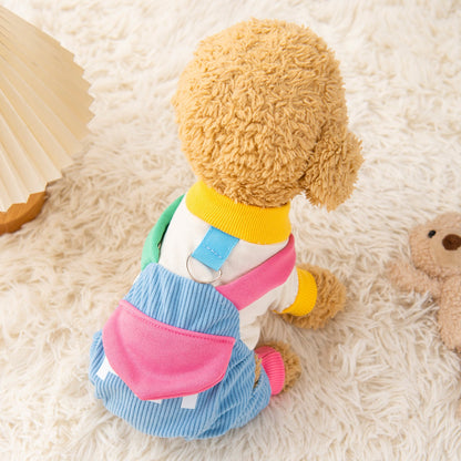 Dog polyester fall and winter clothing for pets, warm fabric outfit in a simple design