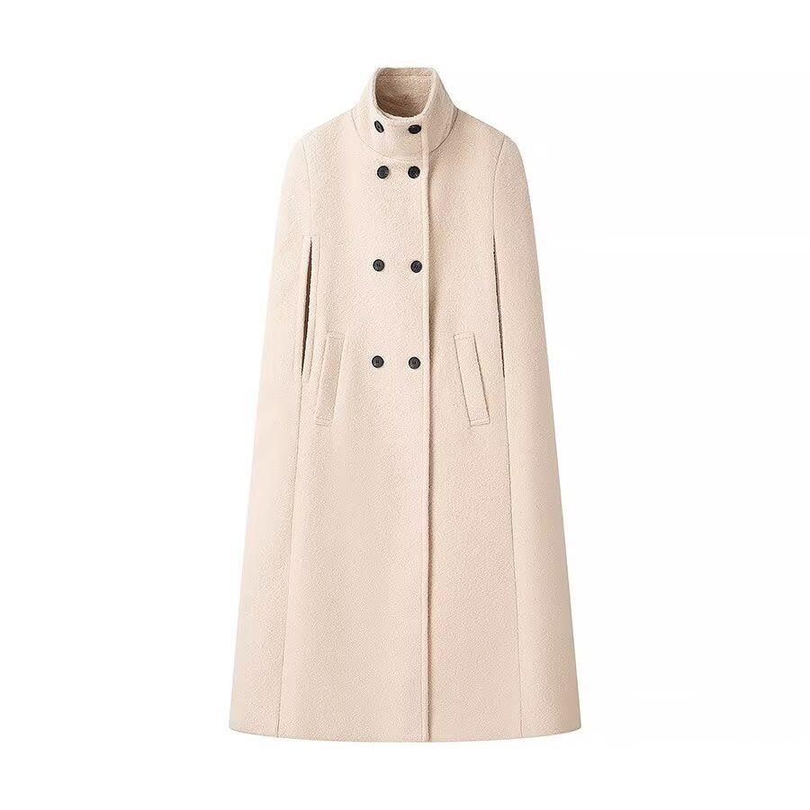 Women's long wool coat outerwear in classic tailored style