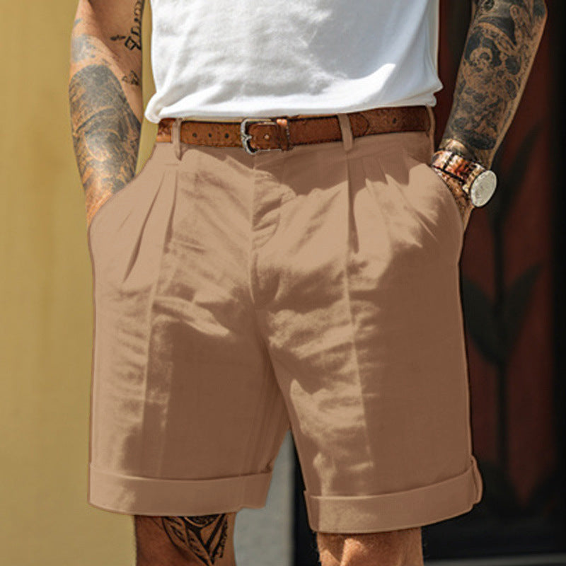 Men's straight leg shorts with pockets, loose fit casual summer dress pants for daily wear