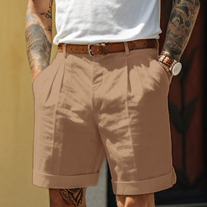 Men's straight leg shorts with pockets, loose fit casual summer dress pants for daily wear