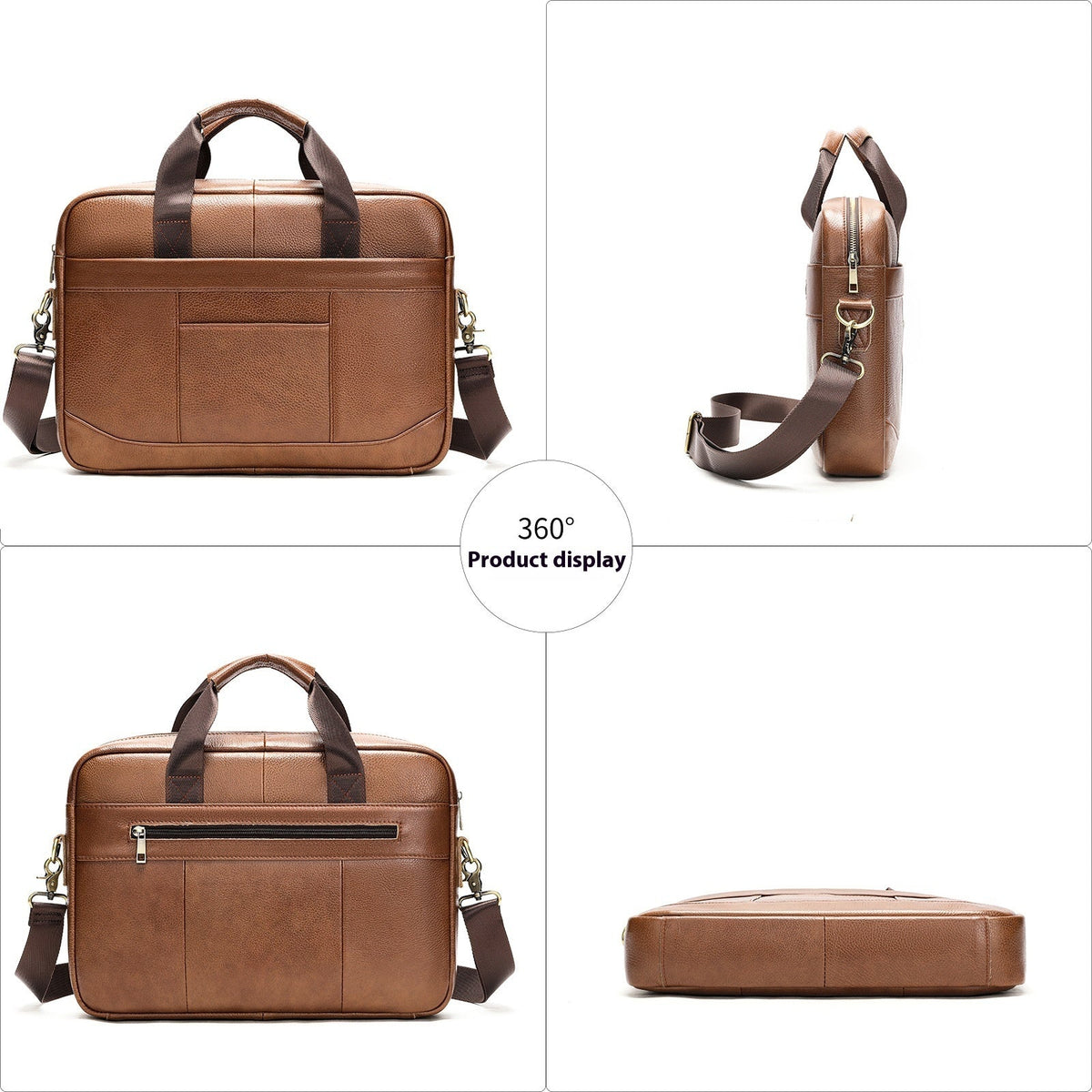 Men's official document leather casual computer bag with shoulder strap and crossbody design