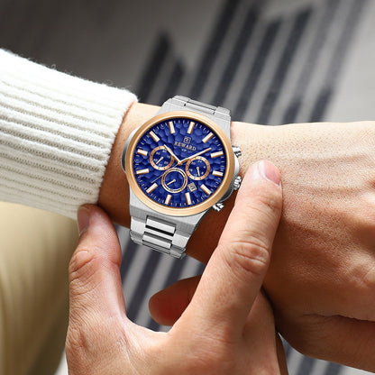 Luminous waterproof multifunctional quartz men's watch with a durable round case and clear analog dial