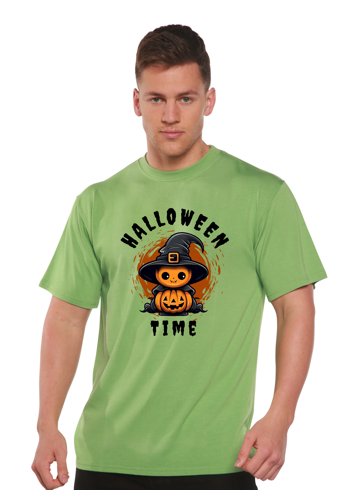 Spun Bamboo men's Halloween graphic T-shirt made of bamboo viscose and organic cotton, short sleeve with spooky print.