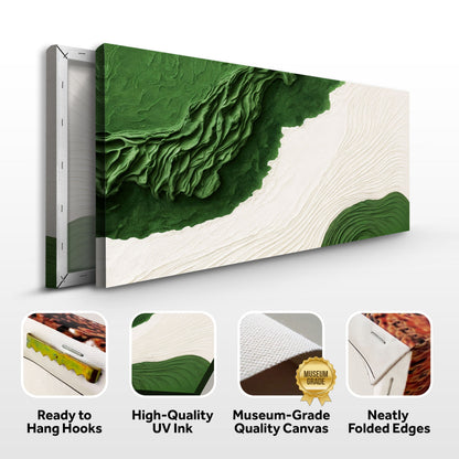 Green Rivers Abstract Wall Art IX on canvas by Tailored Canvases, featuring vibrant green and blue abstract landscape design.