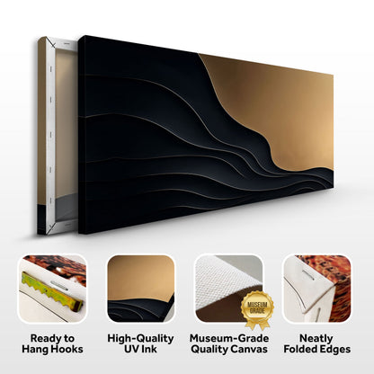 Black and gold minimalist abstract X canvas wall art by Tailored Canvases, featuring modern geometric design on canvas.