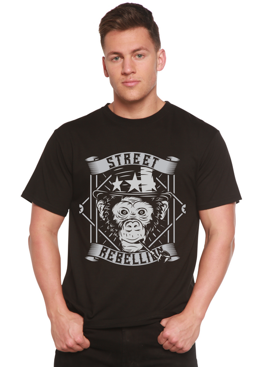 Men's graphic T-shirt by Spun Bamboo featuring short sleeves and bamboo viscose organic cotton fabric with a printed design.
