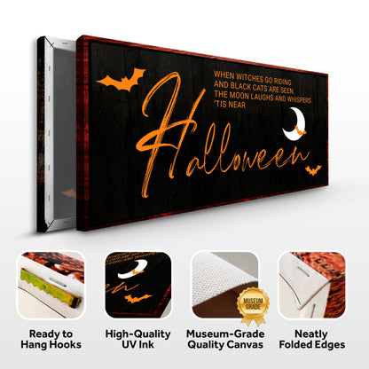 Halloween wall sign canvas featuring witches design by Tailored Canvases, perfect for spooky seasonal decor.