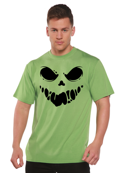 Spun Bamboo Halloween Boo men's graphic T-shirt with short sleeves, bamboo viscose and organic cotton, featuring Halloween-themed print.