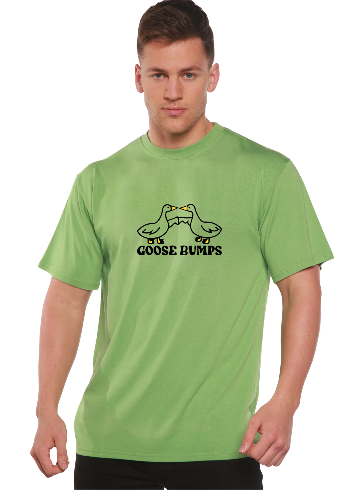 Spun Bamboo men's graphic T-shirt with short sleeves, bamboo viscose and organic cotton fabric, featuring a printed design.