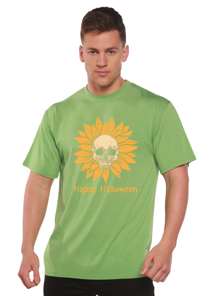Men's Halloween graphic T-shirt by Spun Bamboo, short sleeve, bamboo viscose and organic cotton, featuring festive Halloween print.
