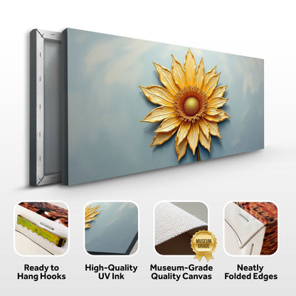 Golden dandelion minimalist abstract wall art on canvas by Tailored Canvases, featuring a delicate dandelion design and modern aesthetic.