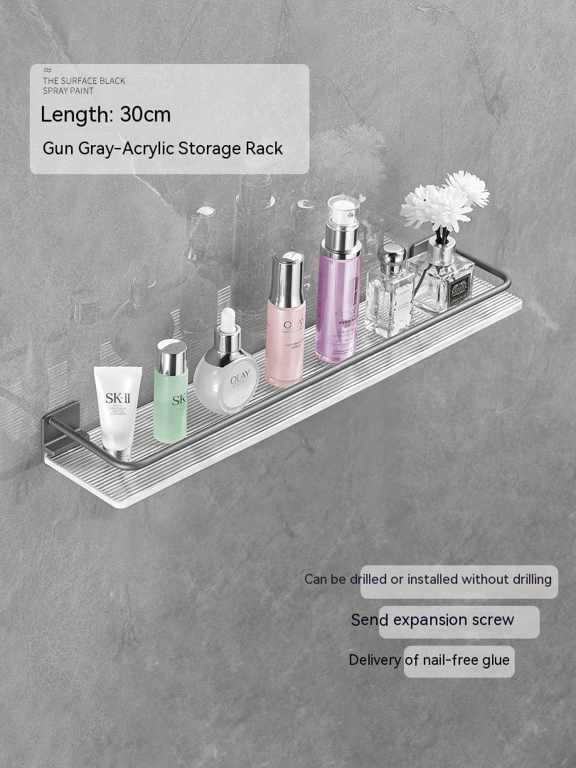 Acrylic bathroom storage rack for organizing folded towels and toiletries