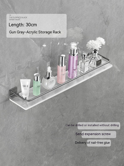 Acrylic bathroom storage rack for organizing folded towels and toiletries